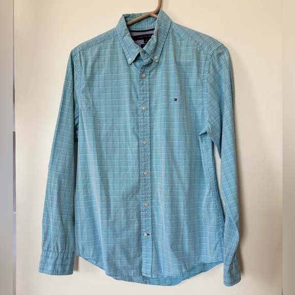 🔹Tommy Hilfiger Men's Blue Checkered Shirt – Small 👔💙 - Picture 1 of 4